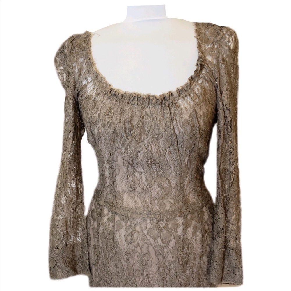 Dolce & Gabbana Olive Lace Dress Size 42 - Picture 7 of 8